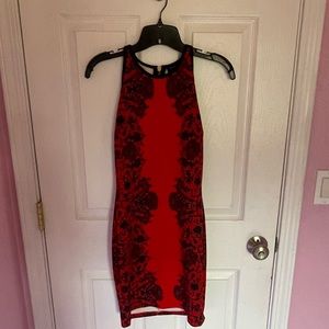 Red and black bodycon evening dress. Size small